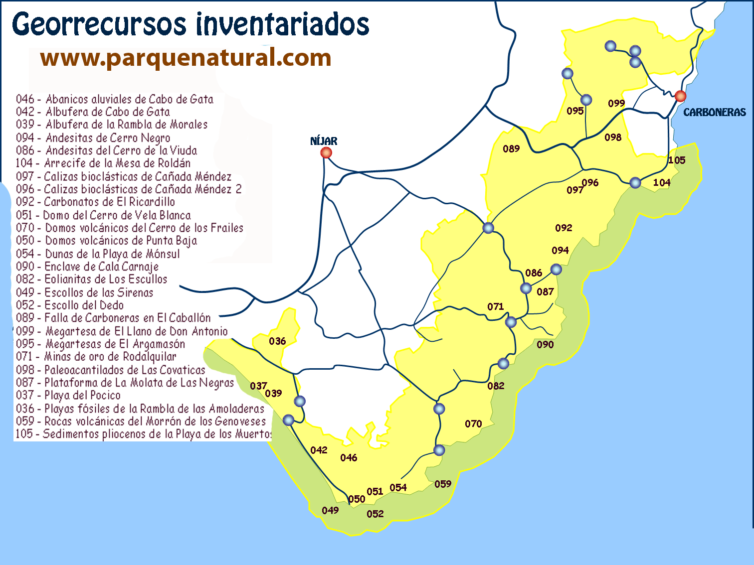 mapa deorecursos inventariados cabo de gata 