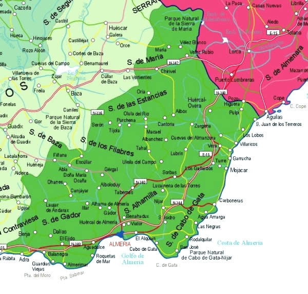 mapa sierras provincia almeria