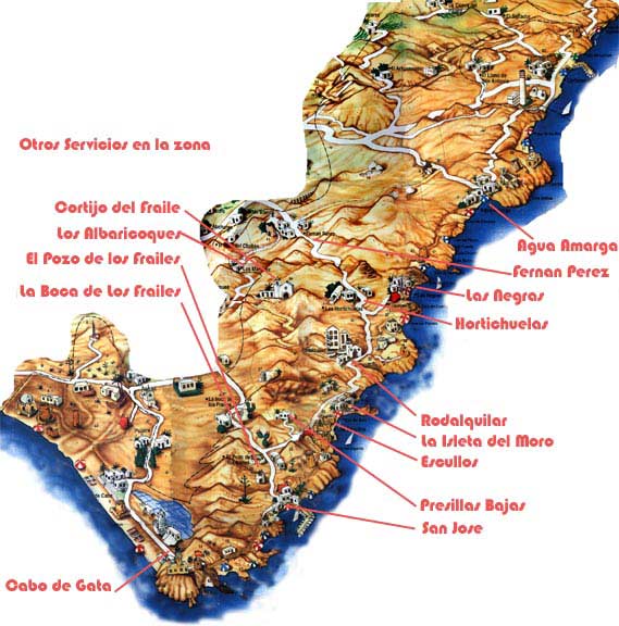 Mapa del Parque Natural de Cabo de Gata Níjar Almería