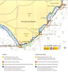 Mapa de la reserva marina de Cabo de Gata Almería